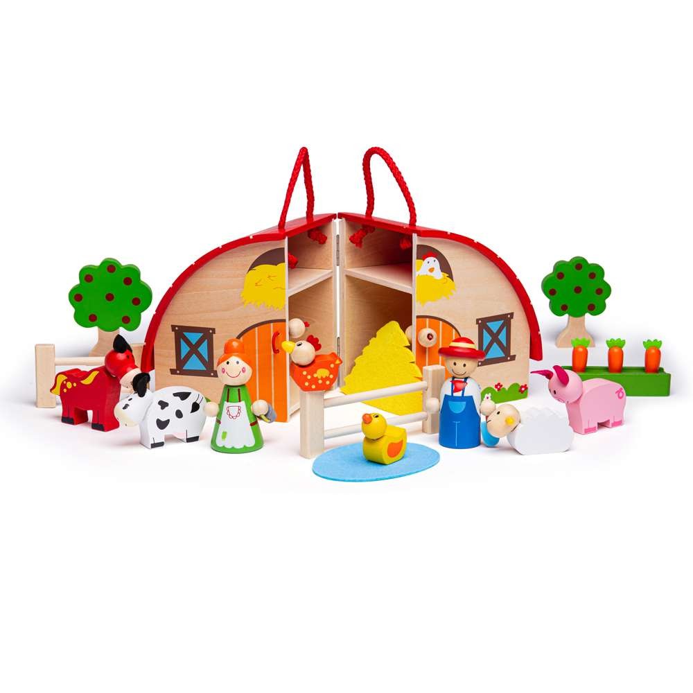 Mini Farm Playset, 16 Pieces — Bigjigs Toys — Petalby