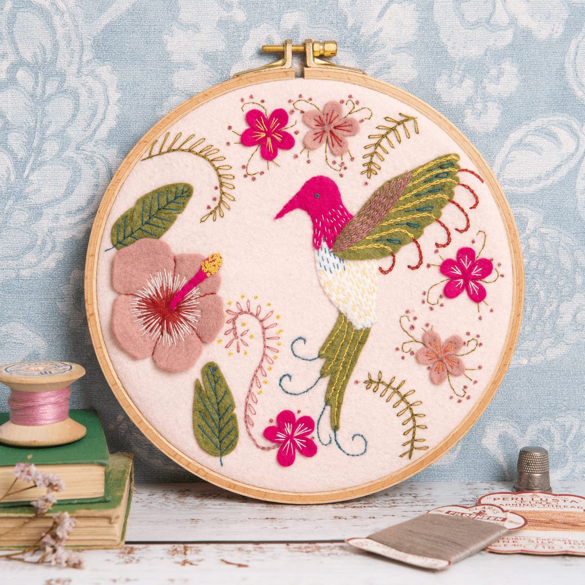 Hummingbird Felt Appliqué Hoop Kit — Corinne Lapierre — Petalby