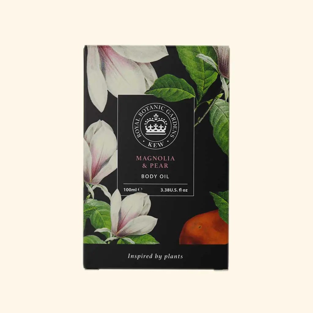 Kew Gardens Magnolia and Pear Body Oil, 100ml — The English Soap Company — Petalby