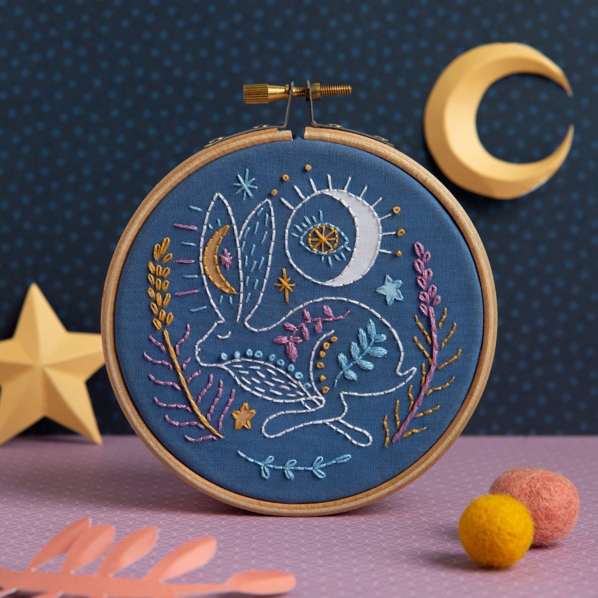 Celestial Hare Mini Embroidery Kit — Hawthorn Handmade — Petalby