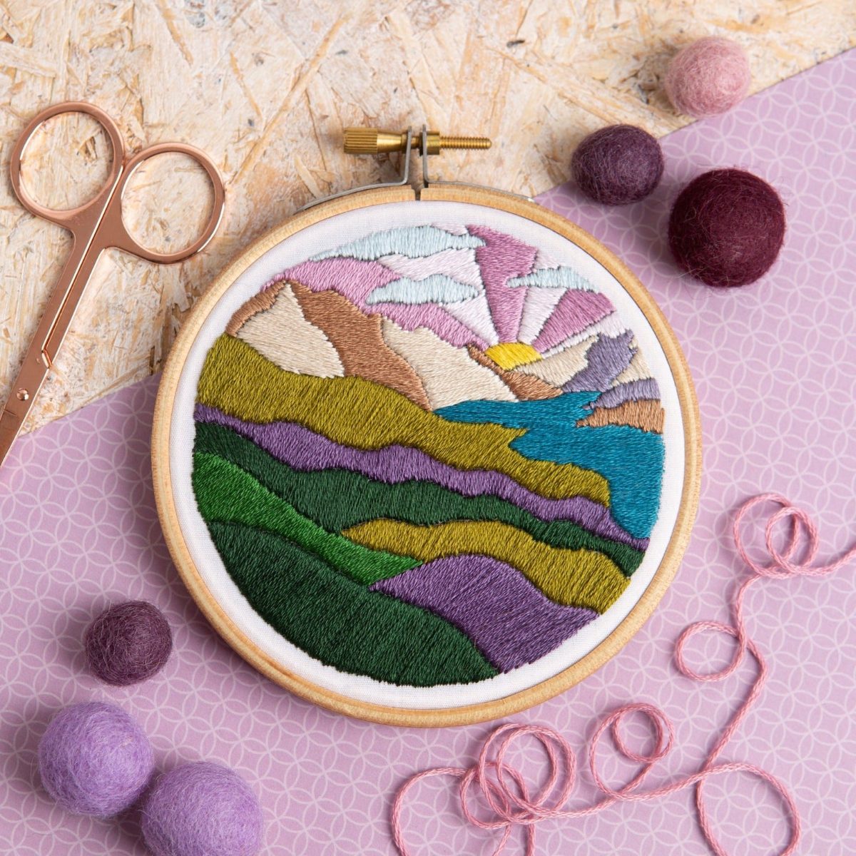 Highland Hike Landscape Mini Embroidery Kit — Hawthorn Handmade — Petalby