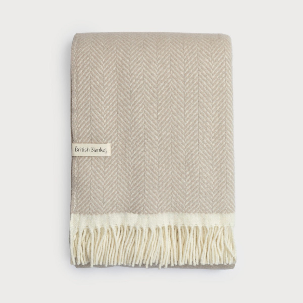Clifton Herringbone Wool Blanket, Bath Stone — The British Blanket Company — Petalby