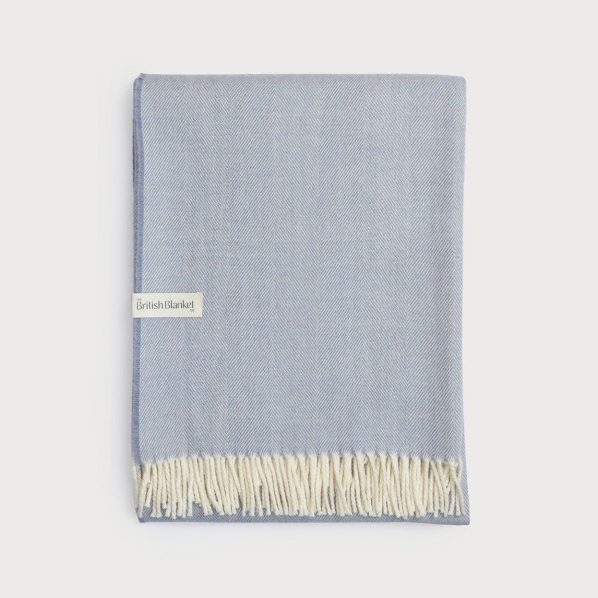 Merino Herringbone Blanket, Smoke Blue — The British Blanket Company — Petalby