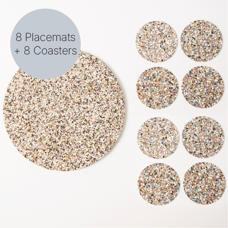 Beach Clean Placemats and Coasters, round, set of eight — LIGA — Petalby