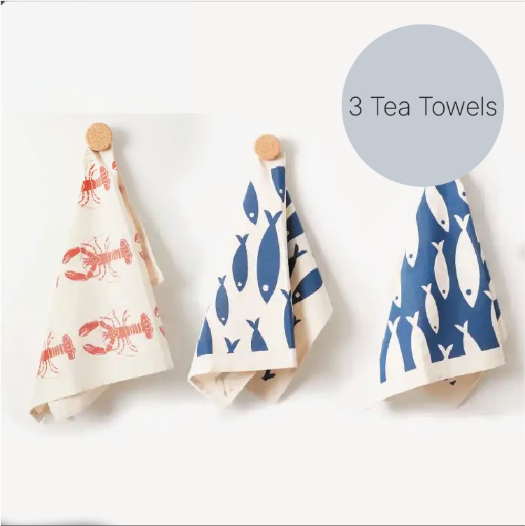 Organic Cotton Tea Towels, Coastal Collection — LIGA — Petalby